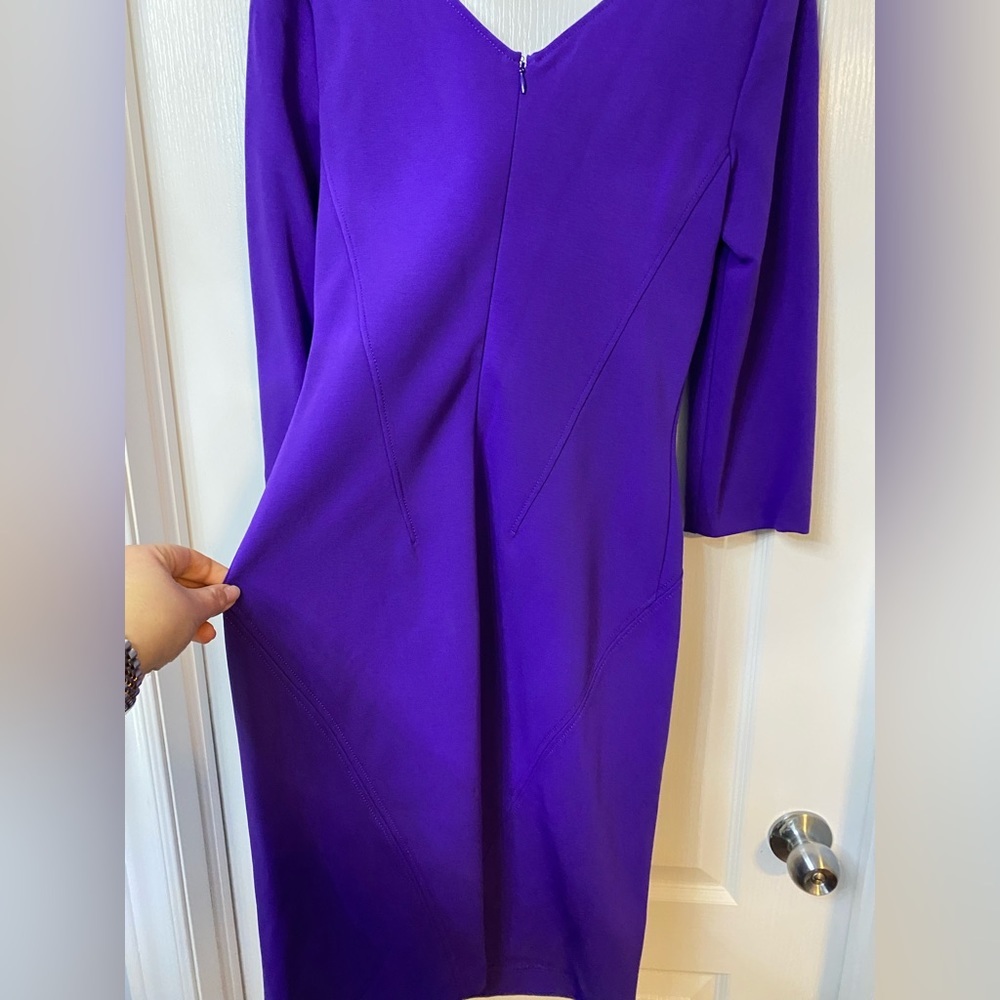 NWT 100% authentic Versace collection purple dress 3/4 length sleeves size 46 - Picture 5 of 8